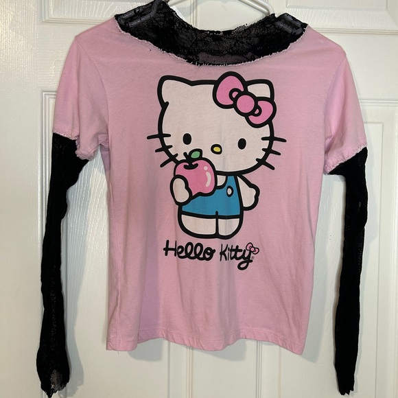Hello Kitty Pink and Black Long Sleeve Tee - Picture 1 of 4